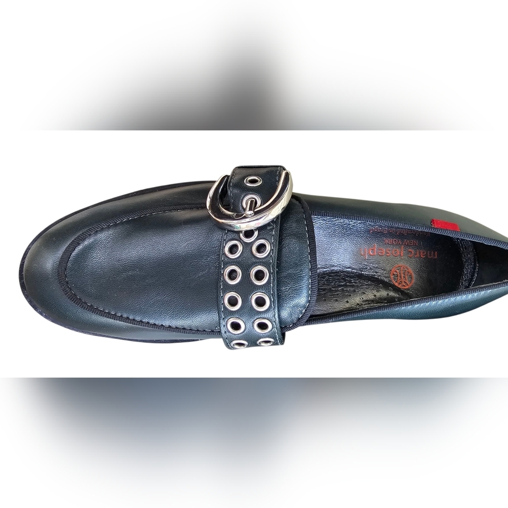 Marc Joseph - Summit St Dark Hunter Green Leather Loafers Grommet Strap & Buckle - Picture 9 of 12